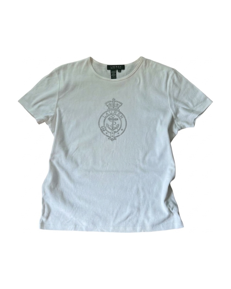 Rhinestone Crest Tee, White