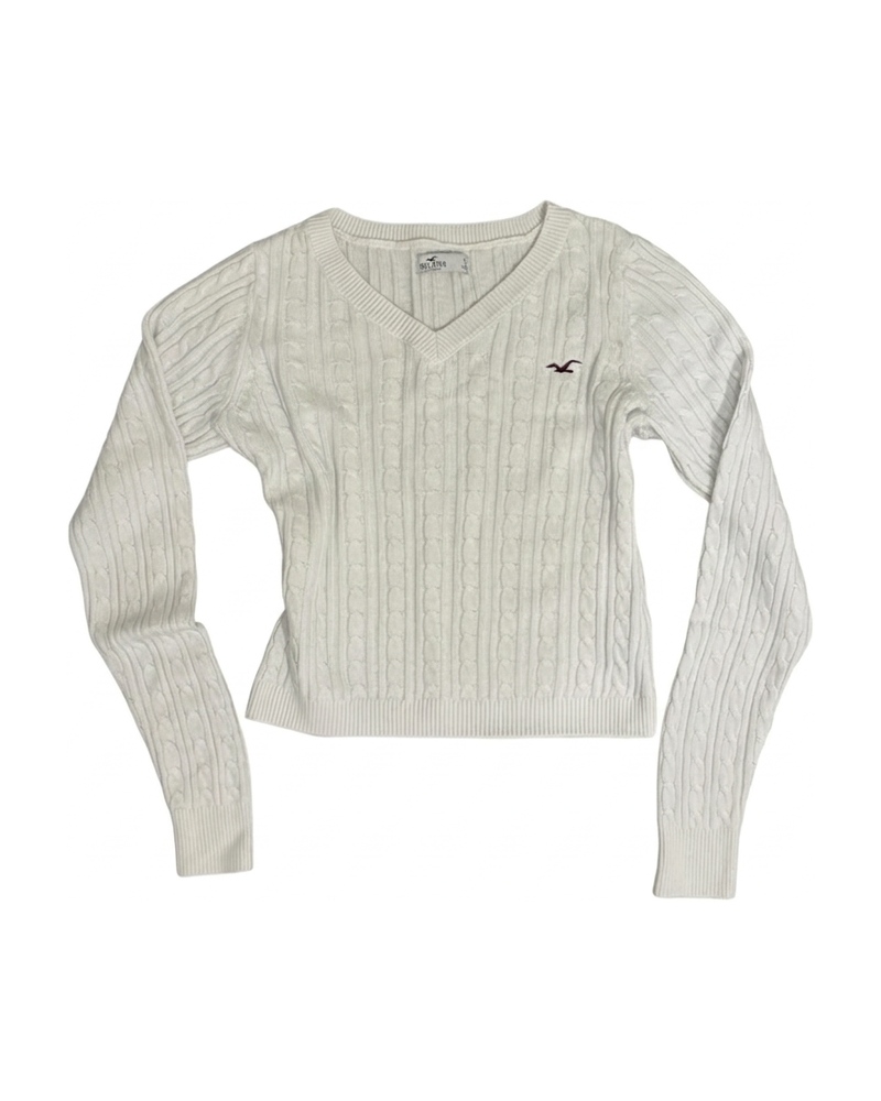 Cable Knit Sweater, White