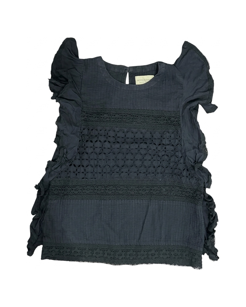 Eyelet Ruffle Top, Navy